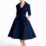Dolores | Women's Midi Wedding Guest Dress - Navy
