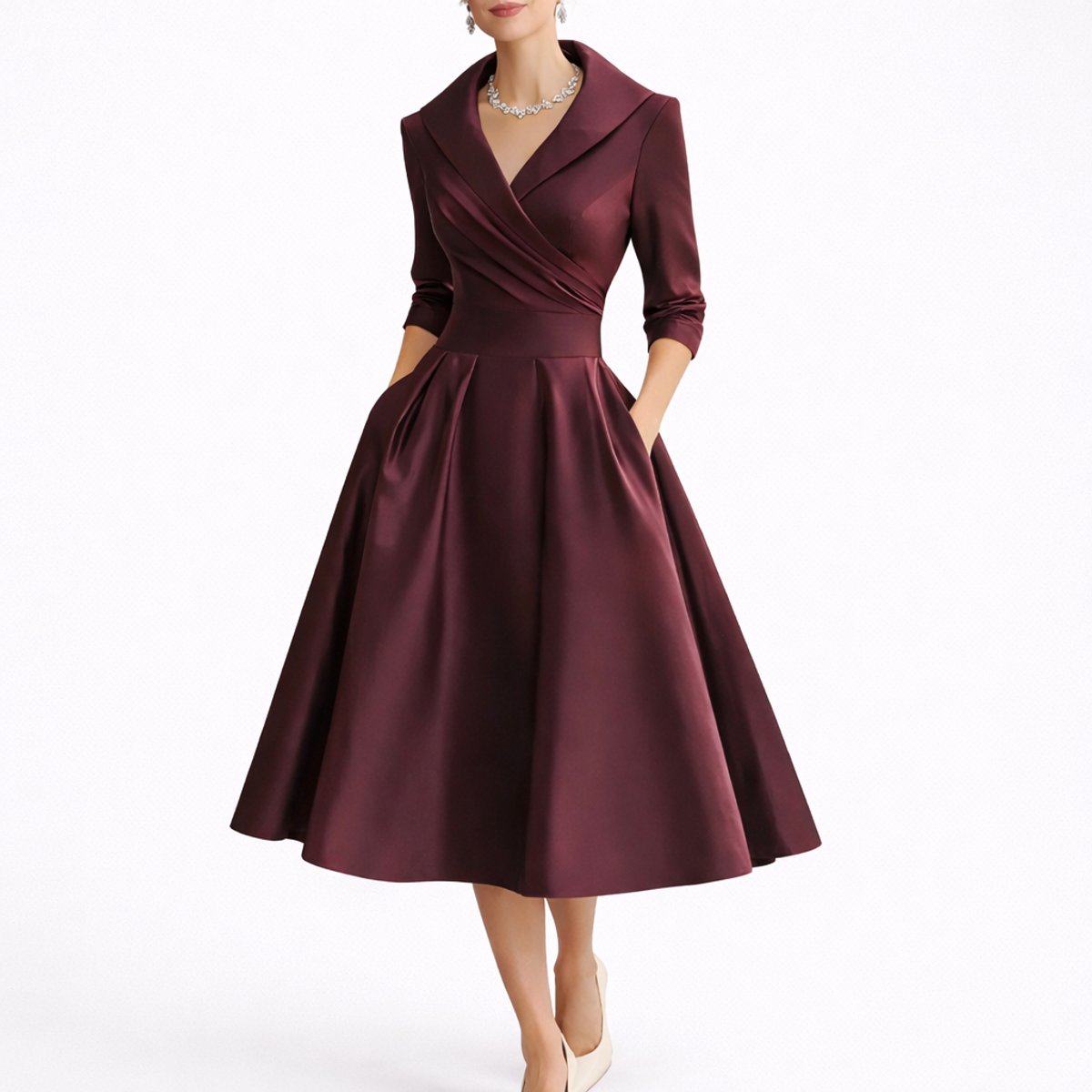 Dolores | Women's Midi Wedding Guest Dress - Red