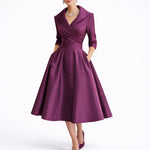 Dolores | Women's Midi Wedding Guest Dress - Purple