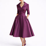 Dolores | Women's Midi Wedding Guest Dress - Purple