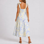 Victoria | Women's Ruched Floral Midi Wedding Guest Dress