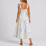 Victoria | Women's Ruched Floral Midi Wedding Guest Dress
