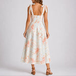 Victoria | Women's Ruched Floral Midi Wedding Guest Dress - Floral