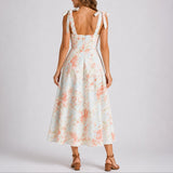 Victoria | Women's Ruched Floral Midi Wedding Guest Dress - Floral