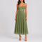 Bess | Women's Pleated Corset Tulle Wedding Guest Dress - Green