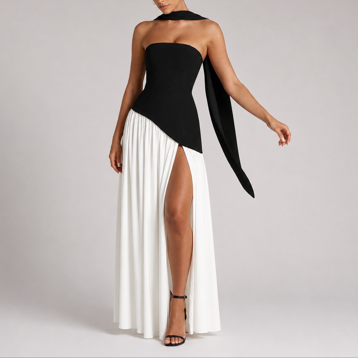 Catherine | Women's T Bar Maxi Wedding Guest Dress - White