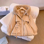 Rhiannon | Women's Fleece Lined Hooded Faux Fur Coat - Khaki