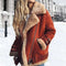 Beryl | Women's Oversized Suede Look Faux Fur Moto Jacket - Orange