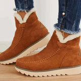 Alice | Women's Leather Look Faux Fur Ankle Boots - Brown