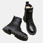 Cleo | Women's Fleece Lined Faux Leather Ankle Boots - Black