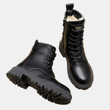Cleo | Women's Fleece Lined Faux Leather Ankle Boots - Black