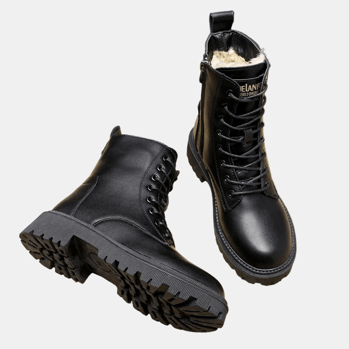 Cleo | Women's Fleece Lined Faux Leather Ankle Boots - Black