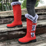 Alexandra | Women's Fleece Lined Suede Look Buckle Knee-High Boots