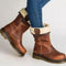 Harper | Women's Fleece Lined Leather Look Ankle Boots - Brown