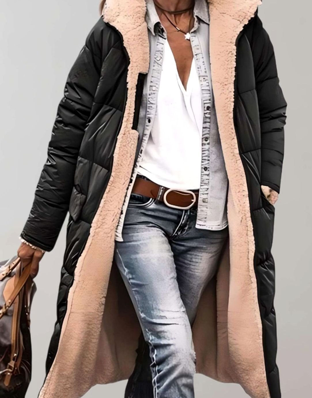 Romilly | Women's Fleece Lined Quilted Hooded Puffer Jacket - Army