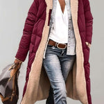 Romilly | Women's Fleece Lined Quilted Hooded Puffer Jacket - Red