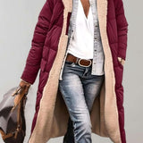Romilly | Women's Fleece Lined Quilted Hooded Puffer Jacket - Red