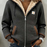 Helena | Women's Fleece Lined Quilted Hooded Puffer Jacket - Charcoal Grey