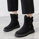 Rosa | Women's Fleece Lined Suede Look Ankle Boots - Black
