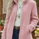 Wendy | Women's Stand Collar Coat - Pink