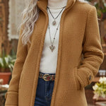 Wendy | Women's Stand Collar Coat - Camel