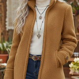 Wendy | Women's Stand Collar Coat - Camel