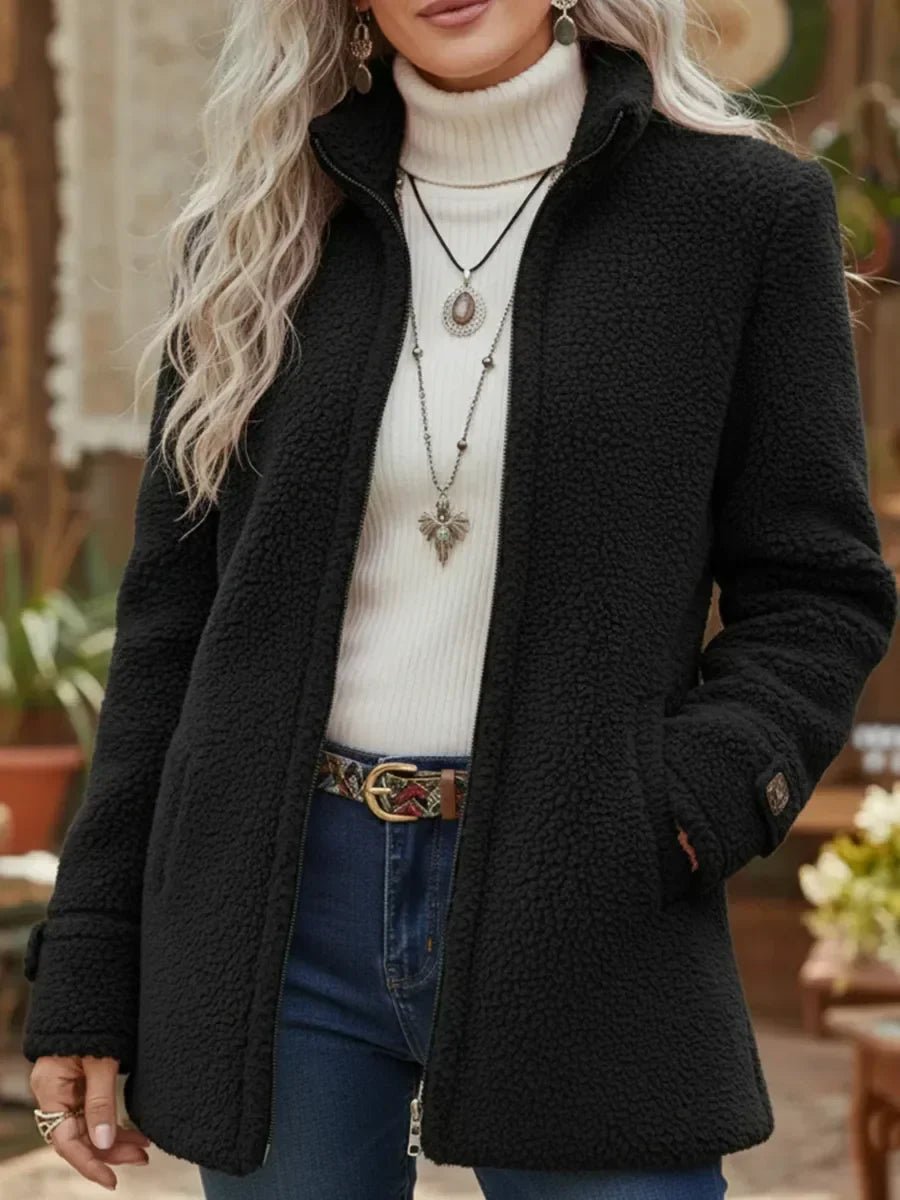 Wendy | Women's Stand Collar Coat - Black