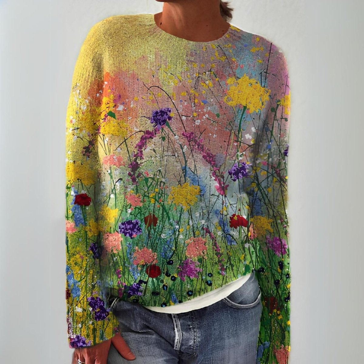 June | Women's Long Sleeve Floral Jumper - Multicolour