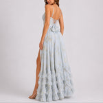Cindy | Women's Corset Floral Maxi Wedding Guest Dress - Blue