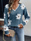 Keira | Women's Long Sleeve Floral V Neck Jumper - Blue