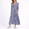 Maria | Women's Oversized Floral V Neck Wedding Guest Dress - Blue