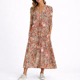 Maria | Women's Oversized Floral V Neck Wedding Guest Dress - Red