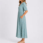Henrietta | Women's Floral Short Sleeve Midi Wedding Guest Dress