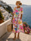 Maeve | Women's Oversized Floral Relaxed Fit Midi Dress - Pink