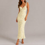 Alison | Women's Floral Maxi Wedding Guest Dress - Yellow
