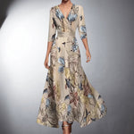 Rose | Women's Floral V Neck Wrap Maxi Dress - Floral