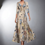Rose | Women's Floral V Neck Wrap Maxi Dress - Floral