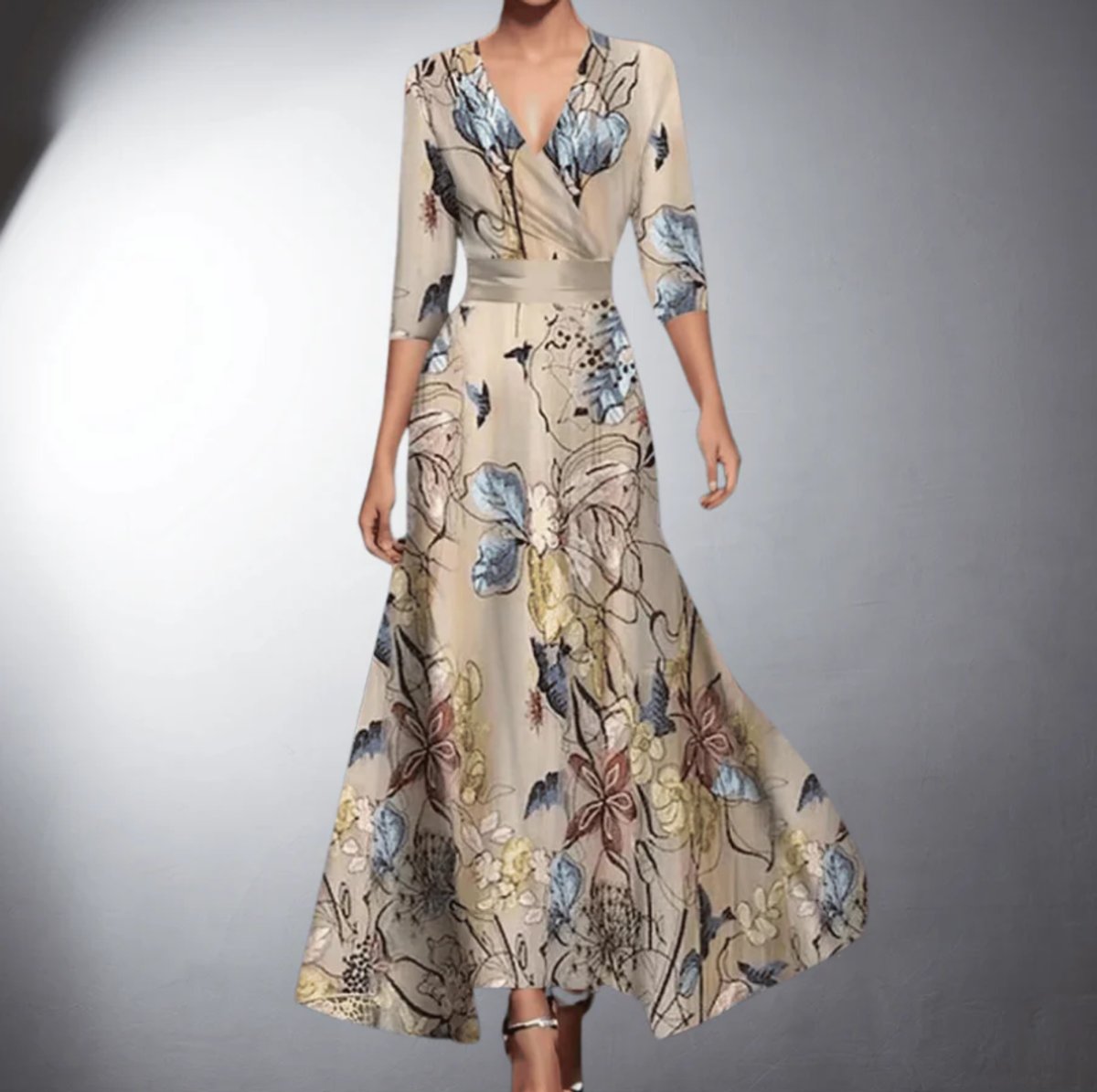 Rose | Women's Floral V Neck Wrap Maxi Dress - Floral
