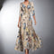 Rose | Women's Floral V Neck Wrap Maxi Dress - Floral