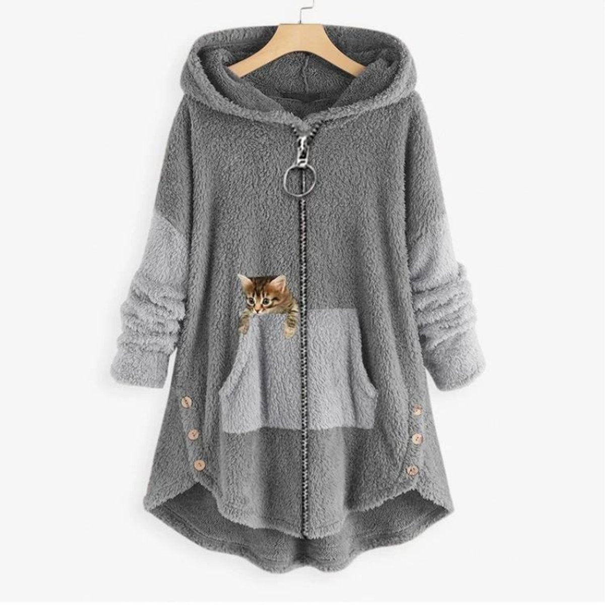Amanda | Women's Hooded Coat - Grey