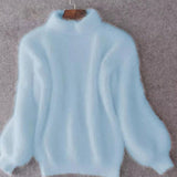 Matilde | Women's Oversized Relaxed Fit Turtleneck Jumper - Blue