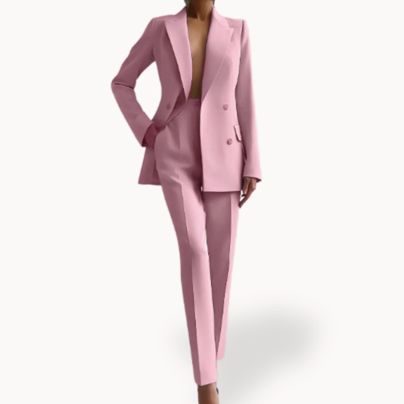 Olivia | Women's Double Breasted Tailored Blazer - Pink