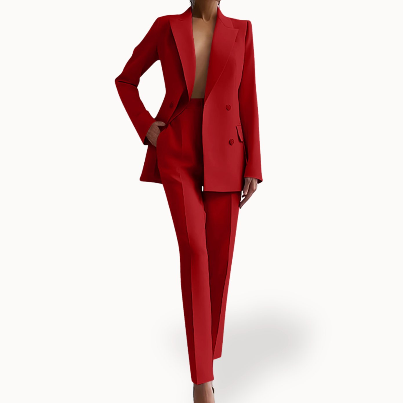 Olivia | Women's Double Breasted Tailored Blazer - Red