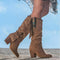 Zendaya | Women's Block Heel Suede Look Fringe Knee-High Boots - Brown
