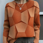 Lara | Women's Long Sleeve Geometric Jumper - Orange