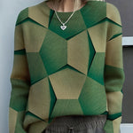 Lara | Women's Long Sleeve Geometric Jumper - Green