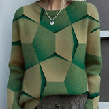Lara | Women's Long Sleeve Geometric Jumper - Green