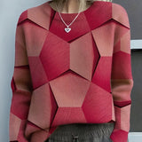 Lara | Women's Long Sleeve Geometric Jumper - Red