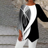 Shannon | Women's Long Sleeve Relaxed Fit Geometric Blouse