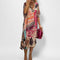 Xena | Women's V Neck Midi Tunic Dress - Pink